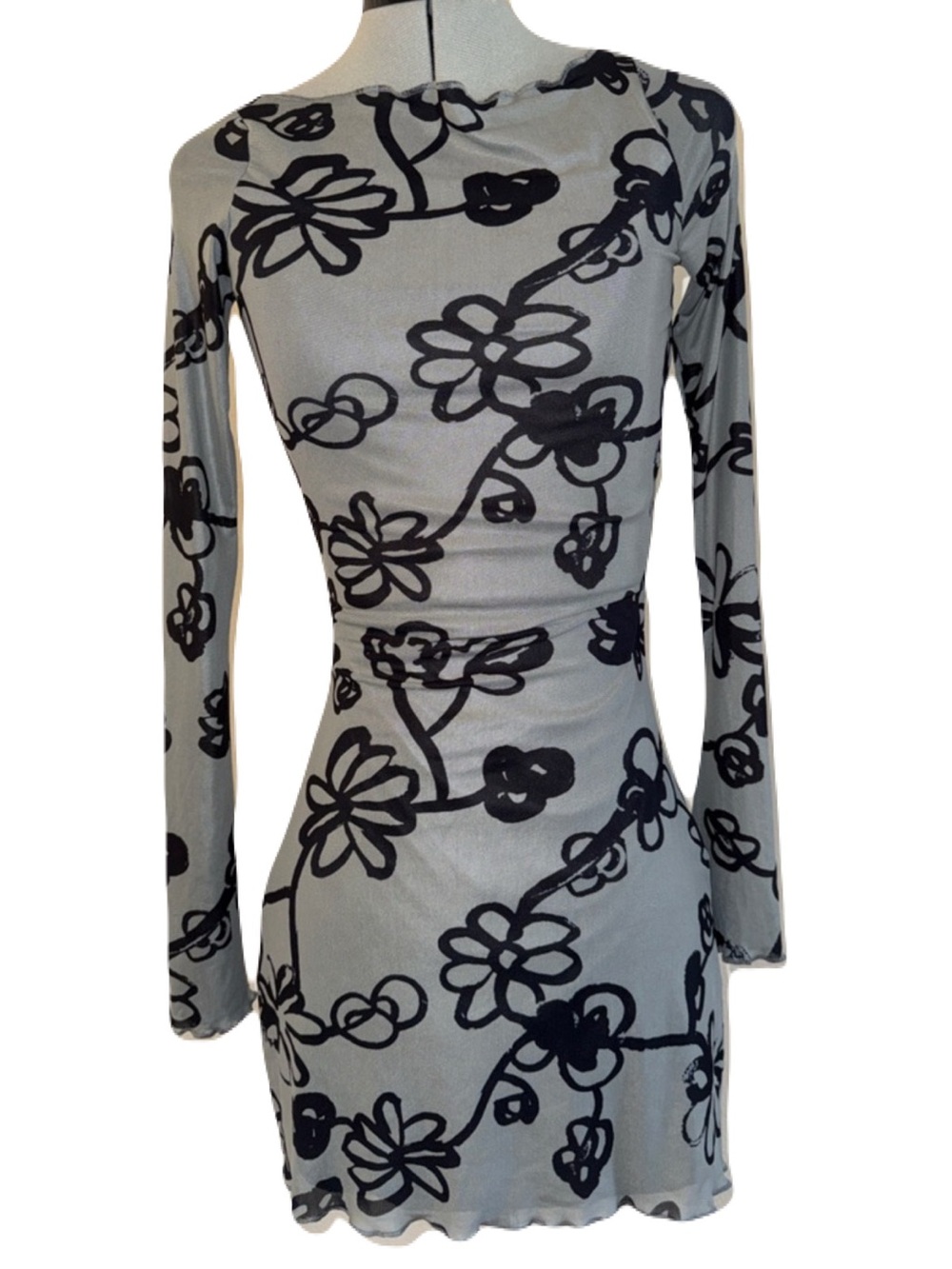 NWT Motel Rocks Grey Black Mesh Mini Dress XS